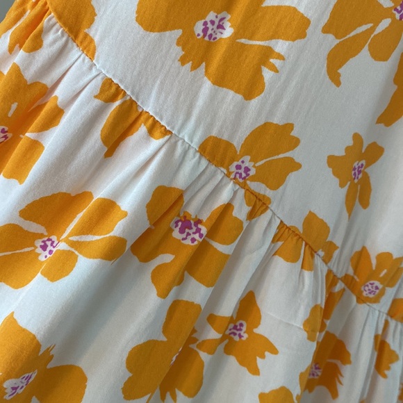 All in Favor “Orange Cream Floral” Print Strappy Tiered Sundress w Halter - Picture 11 of 12